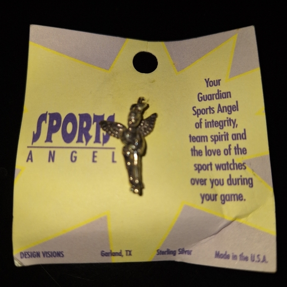 925 Sterling Guardian Angel of Sports Integrity Charm Pendant NEW with tags - Picture 2 of 2